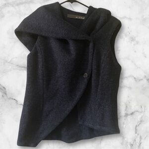 Navy Knit asymmetrical sweater vest hooded size M